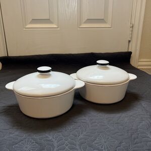 CorningWare StoneWare Casserole Dish w/Lid White Round 4pc Set Serverware READ